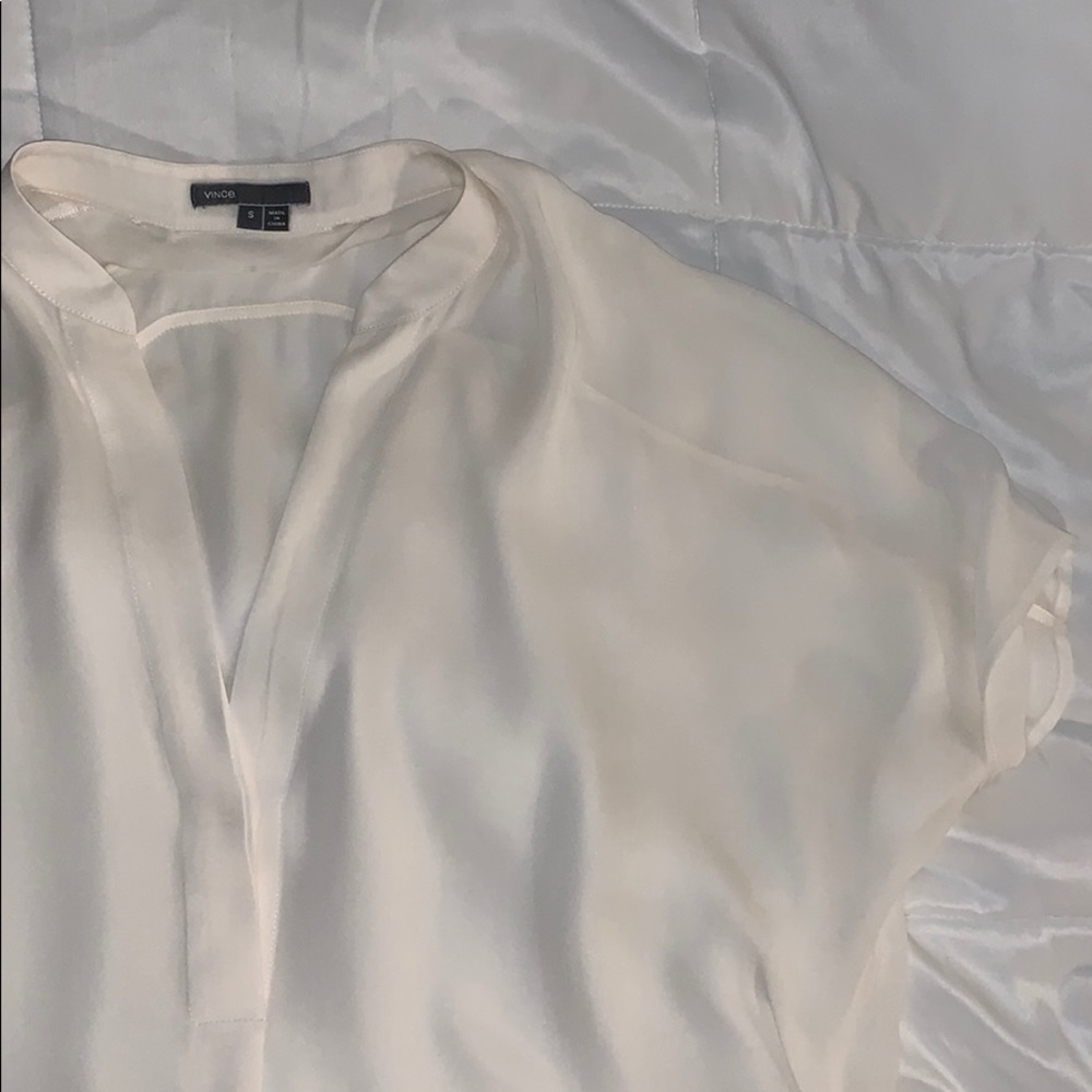 Vince Silk Short Sleeve Blouse